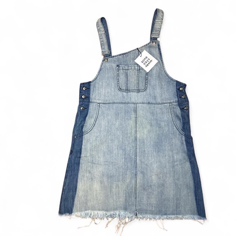 NWT Somedays Lovin Skyfall Asymmetrical Distressed Blue Denim Pini Dress — SMALL